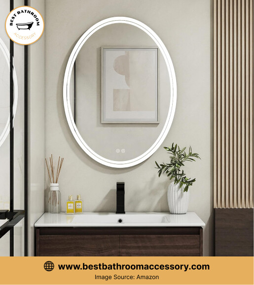 BuLife 28 x 20 inch Oval LED Bathroom Mirror