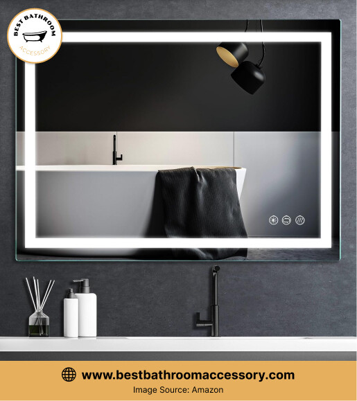 Butylux 36x28 inch LED Lighted Bathroom Mirror with Anti-Fog