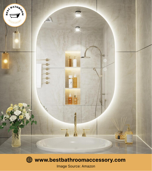 KLC 30 x 20 Inch Oval Backlit Bathroom Vanity Mirror with Lights