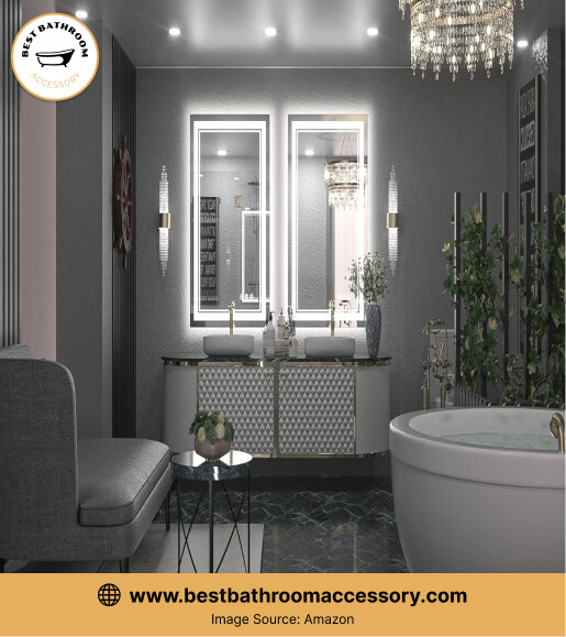 Keonjinn LED Bathroom Mirror 24 x 36 with Front and Backlight
