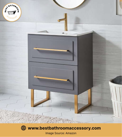 Compact Convenience 24 Freestanding Gray Vanity with Sink