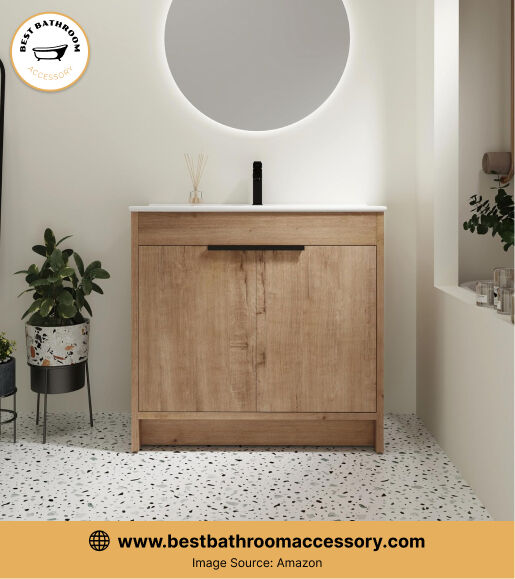 Eco-Friendly Charm: SSLine's 36" Natural Brown Vanity with Sink